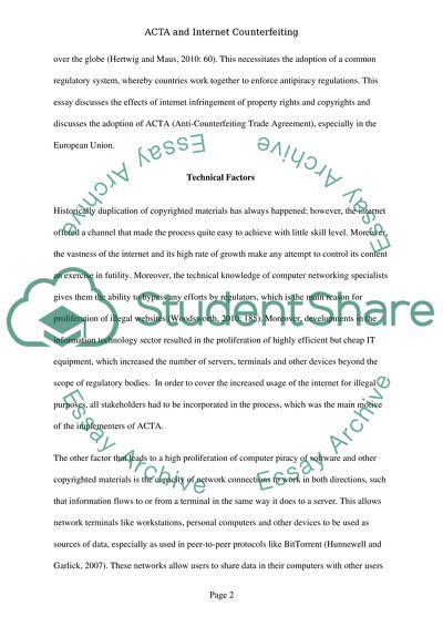 ACTA and Internet Counterfeiting