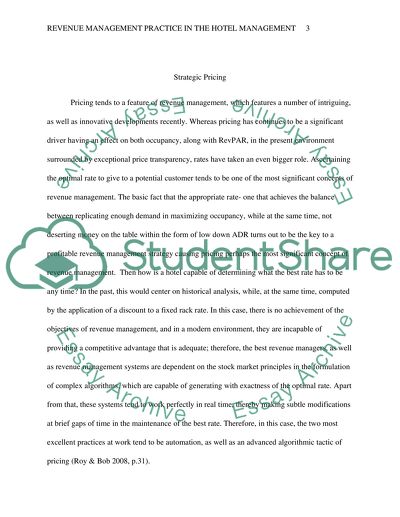 Application of Revenue Management Practice in the Hotel Industry