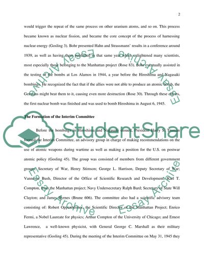 Events that lead to the atomic bombings in Japan during the world war II