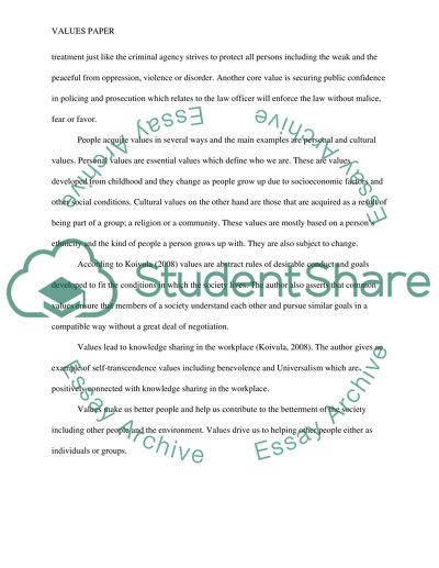 Values and Criminal Justice Agencies