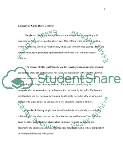 Meaning and Definition of Open Book Costing