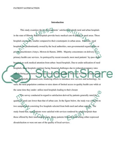 Patient Satisfaction Compared in 5 Rural and 5 Urban Hospitals in Illinois
