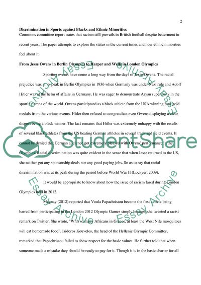 Discrimination in Sports Against Blacks and Ethnic Minorities