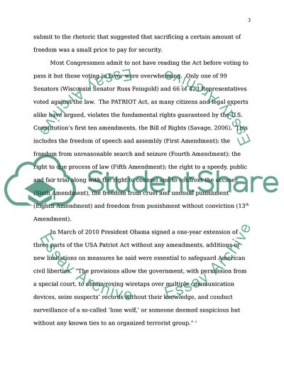 The US Patriot Act Issues