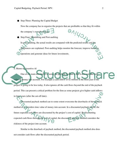 Capital Budgeting. Payback Period. NPV