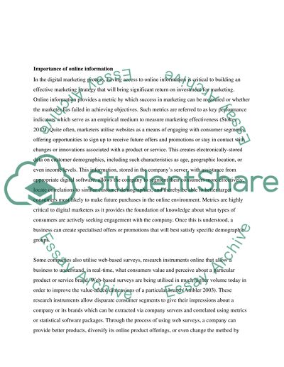 An Evaluation of the Role of Online Information in Developing Online Marketing Strategy