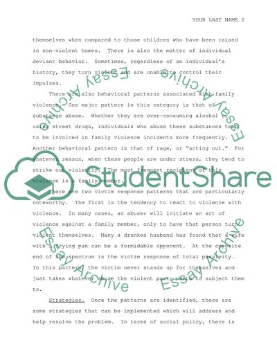 Family Violence: Patterns and Strategies