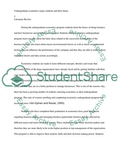 Undergraduate economics major students and their future