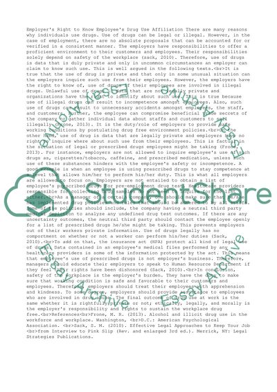 Drug Testing and Employee Drug Use