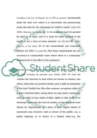 Easements in the System of the British Land Law