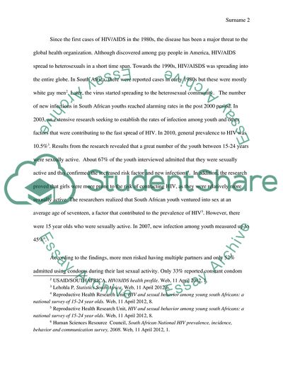 HIV and AIDS Infection in South African Youth