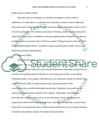 Health Information System Evaluation Models