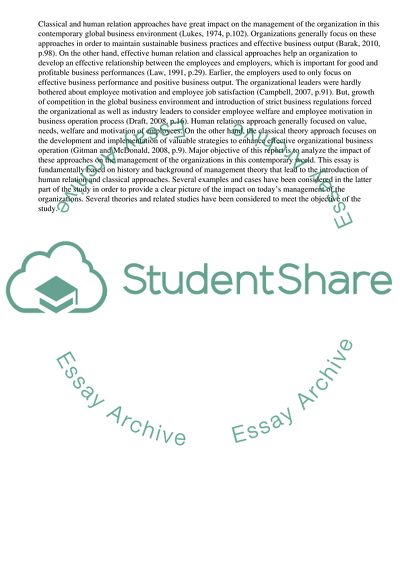 Influence of Classical and Human Relations Approaches in Management Today