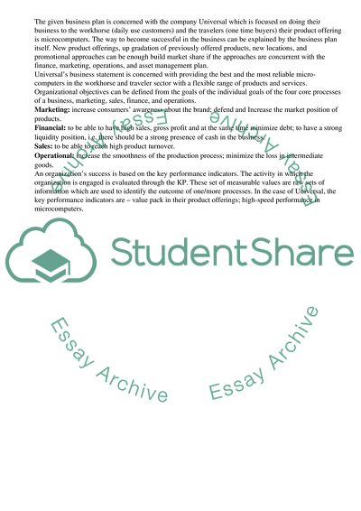 Development Plan for the Company Universal