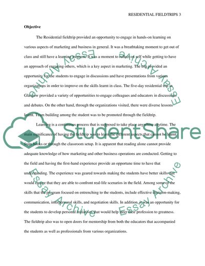 Residential Fieldtrips: Adding Value to Marketing Education and Student Experience