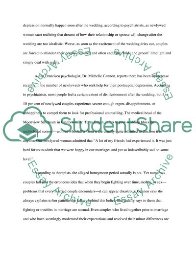 Post-wedding Blues among Newlywed Women