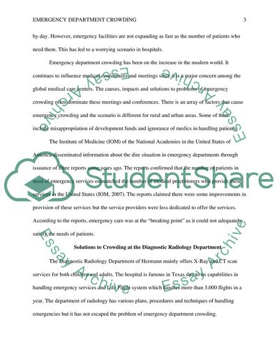 Reducing Emergency Department Crowding Memorial Hermann Hospital