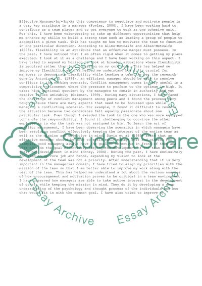 Competencies of a Good Manager in Comparison with My Personal Learning Process of these Competencies