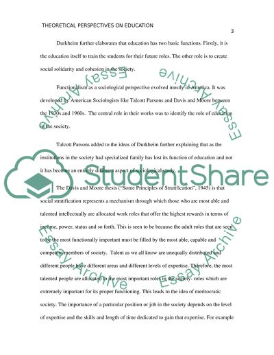 Theoretical Perspectives on Education