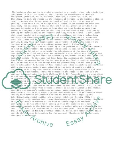 Individual reflective report on business plan