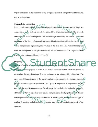 Company under Different Market Structures