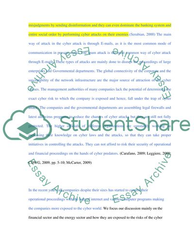 The Vulnerability of Cyber Attacks on the Financial and the Energy Sectors