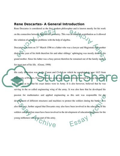 Rene Descartes As The Father Of Modern Philosophy