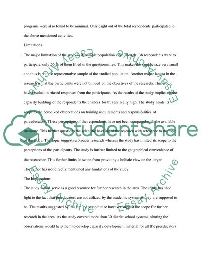 Article Critique on Responsibilities and Training Needs of paraeducators in Physical Education