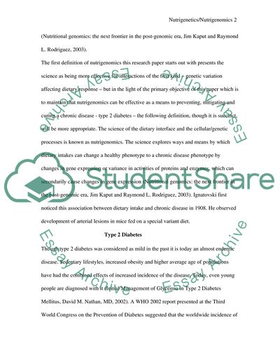 The Role of Nutrigenetics/Nutrigenomics in Dietary Control of Type 2 Diabetes