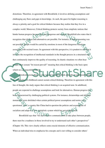 Critical Thinking Exposition