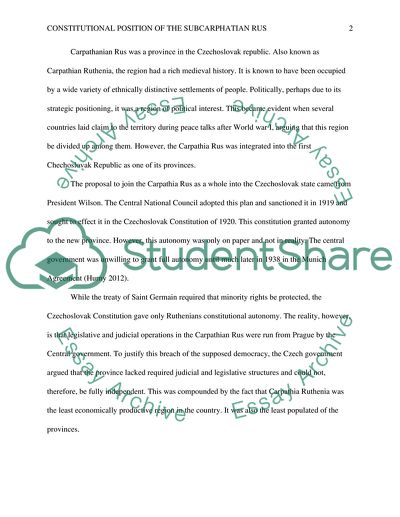 Constitutional position of the subcarphatian Rus in the first CSFR between 1918 and 1938