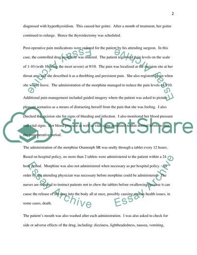 Nursing Care of Postoperative Patients