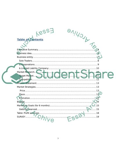 Executive summary and table of contents