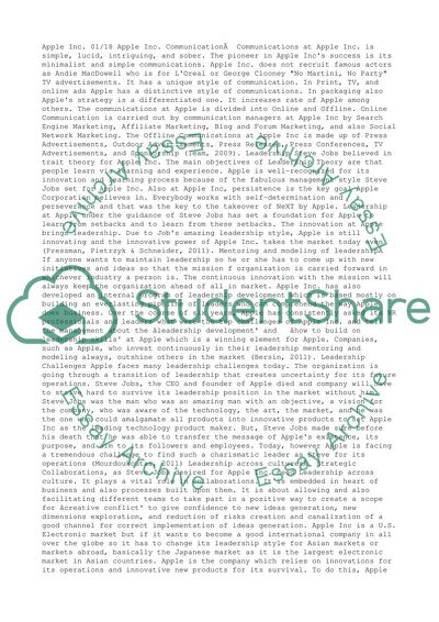 Apple: Mentoring and Modeling of Leadership