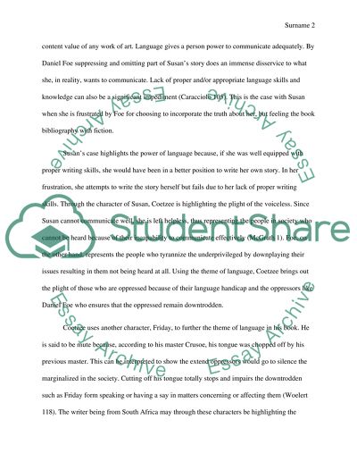 The impact of language on Friday life in Foe