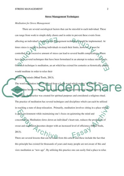 Stress Management Techniques