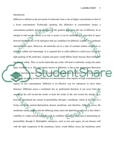 Diffusion and Osmosis Laboratory
