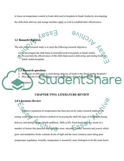 Temperature Control In Foods (Milk) Delivered To Hospitals In Saudi Arabia Research Proposal