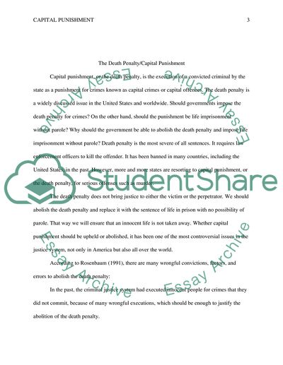 Capital Punishment or Death Penalty Problem