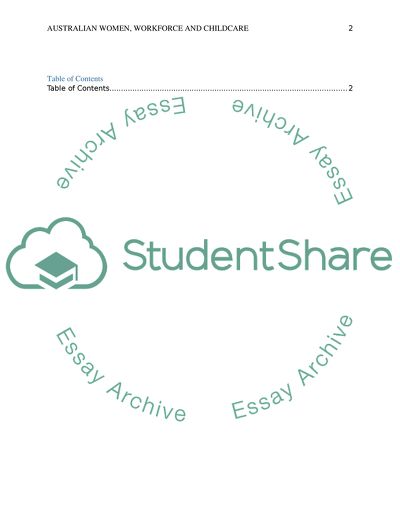 Australian Womens Workforce Participation and Childcare