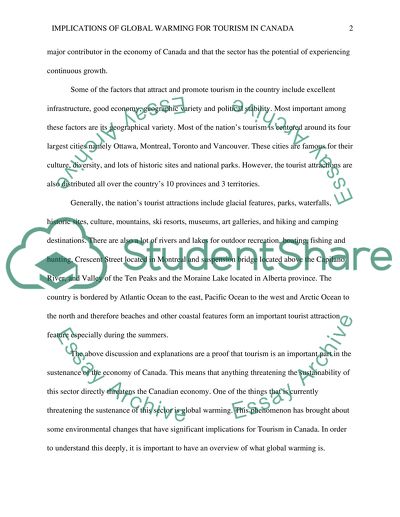 Implications Of Global Warming For Tourism In Canada