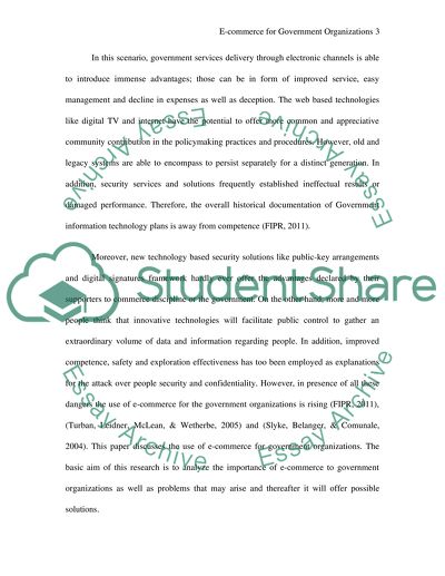 E-Commerce for Government Organizations