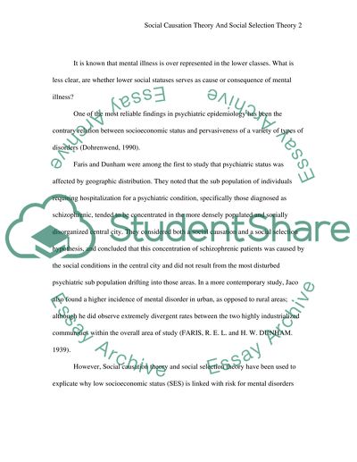 Social Causation Theory and Social Selection Theory