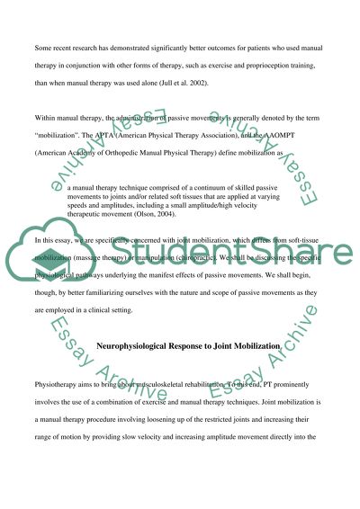 The Physiological Effects of Passive Movements
