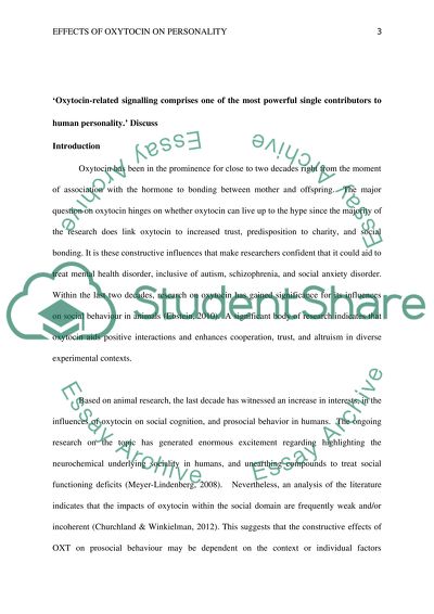 Effects of Oxytocin on Personality