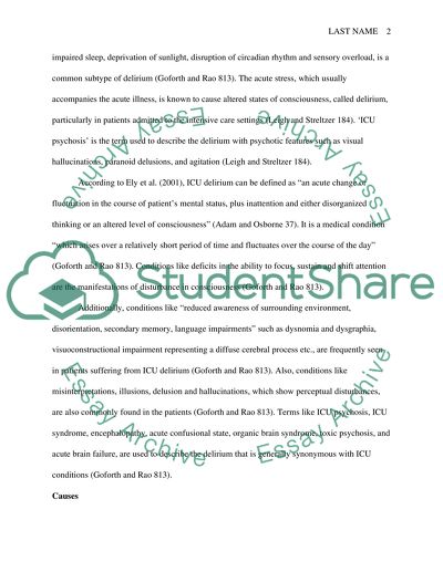 ICU Delirium and Psychosis Treatment