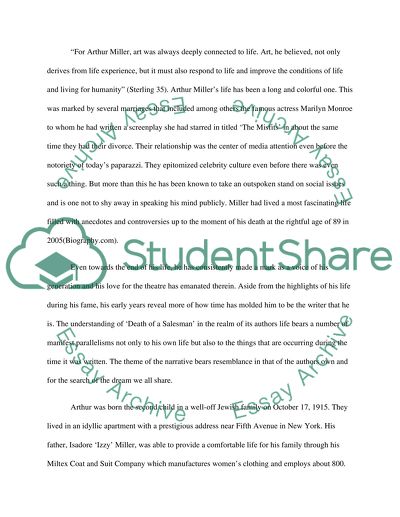 Compare Arthur Millers life to the characters in his play, Death of a Salesman