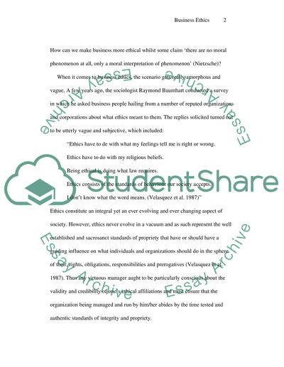 Ethical standards in business