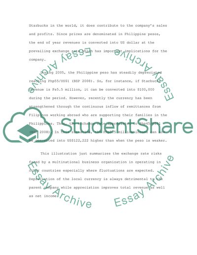 Starbucks and Foreign Exchange Rate Risk