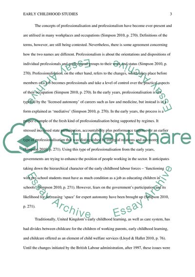 Early Childhood Studies